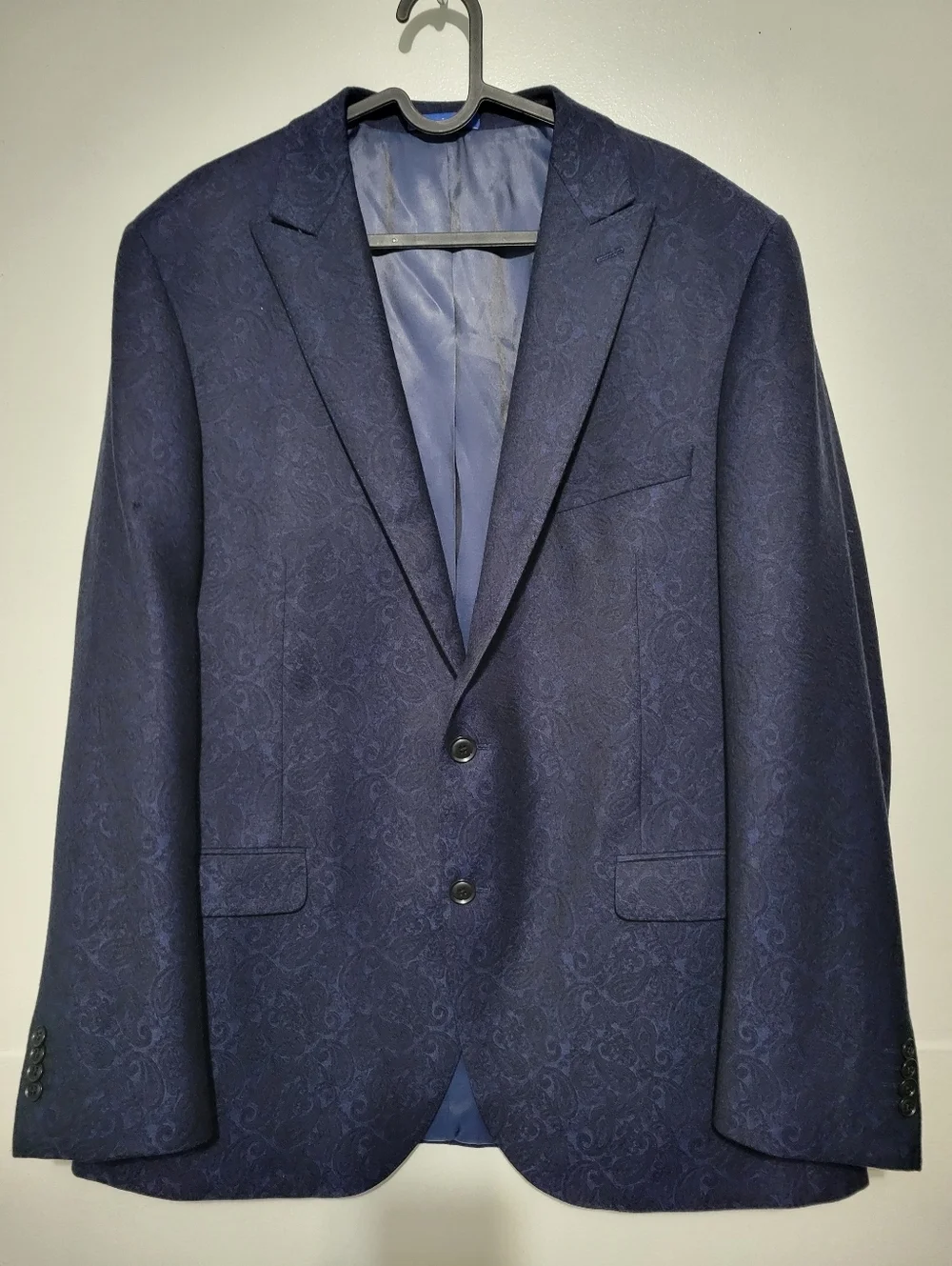 Paul Betenly Mens Wool Cashmere Paisley Blazer Blue Navy 46L